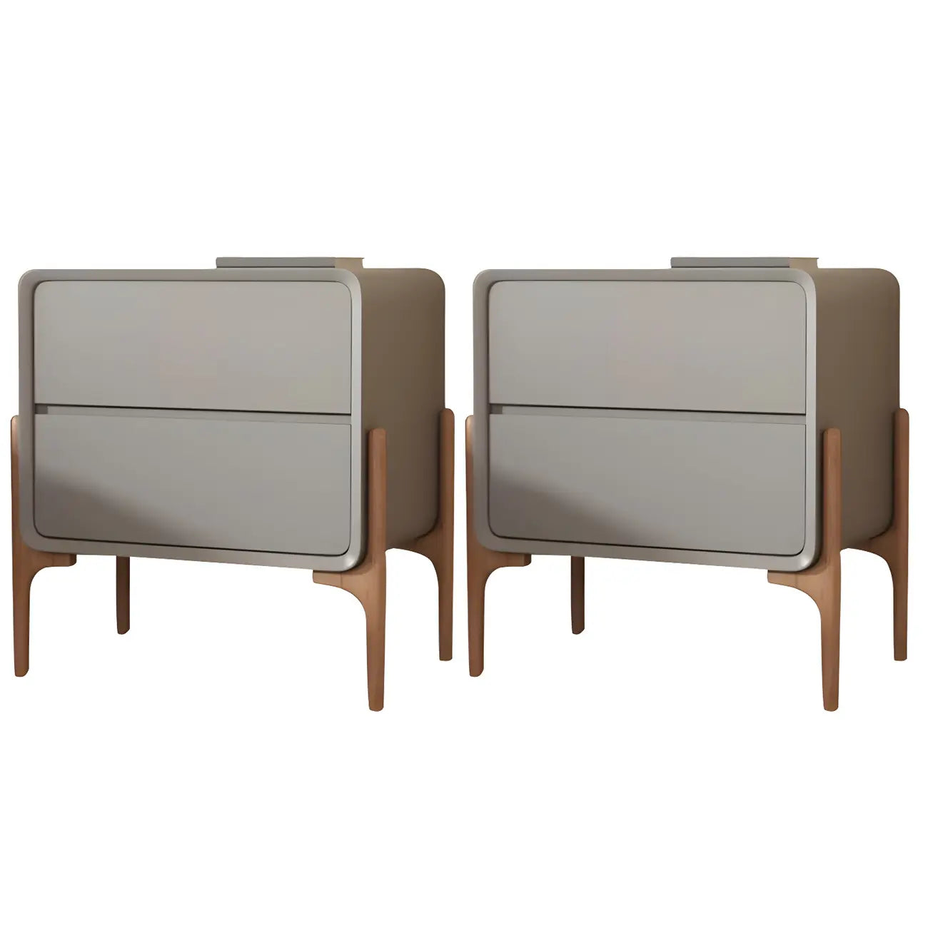 Morandi Cubic Leather Wood Small Bedside Table