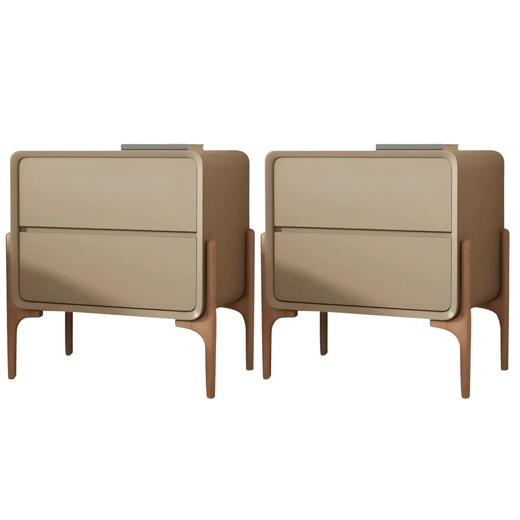 Morandi Cubic Leather Wood Small Bedside Table