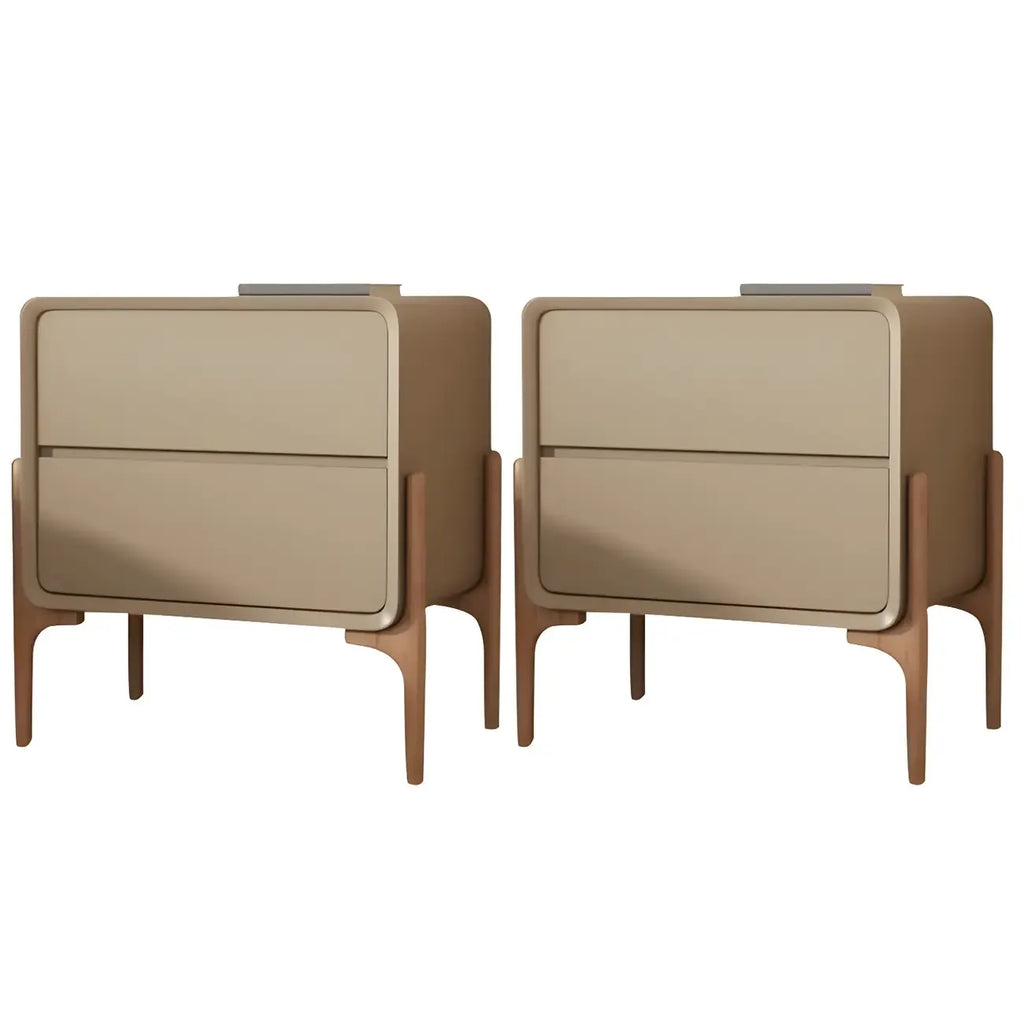 Morandi Cubic Leather Wood Small Bedside Table