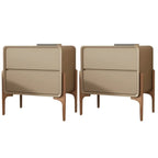 Morandi Cubic Leather Wood Small Bedside Table
