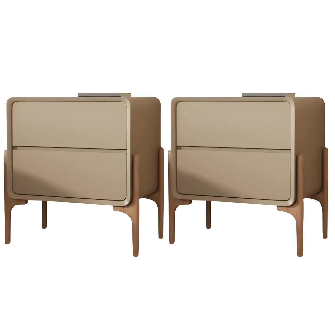 Morandi Cubic Leather Wood Small Bedside Table