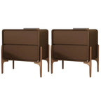 Morandi Cubic Leather Wood Small Bedside Table
