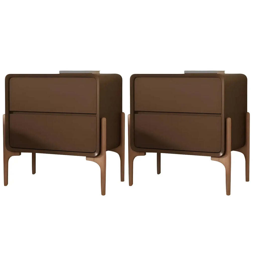 Morandi Cubic Leather Wood Small Bedside Table