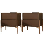 Morandi Cubic Leather Wood Small Bedside Table