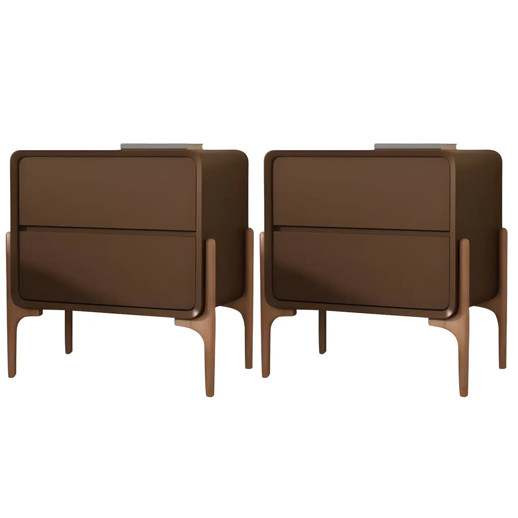 Morandi Cubic Leather Wood Small Bedside Table
