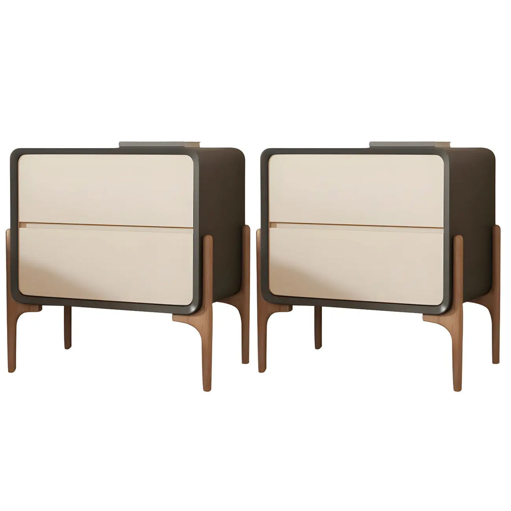 Morandi Cubic Leather Wood Small Bedside Table