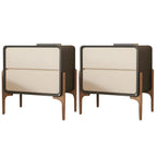 Morandi Cubic Leather Wood Small Bedside Table