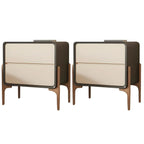 Morandi Cubic Leather Wood Small Bedside Table