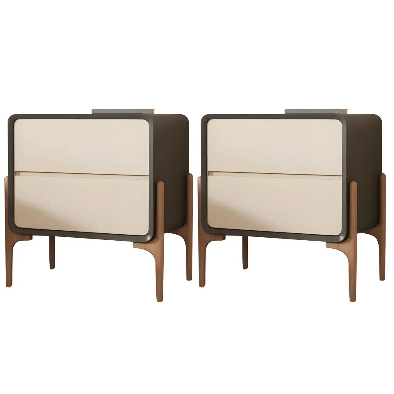 Morandi Cubic Leather Wood Small Bedside Table