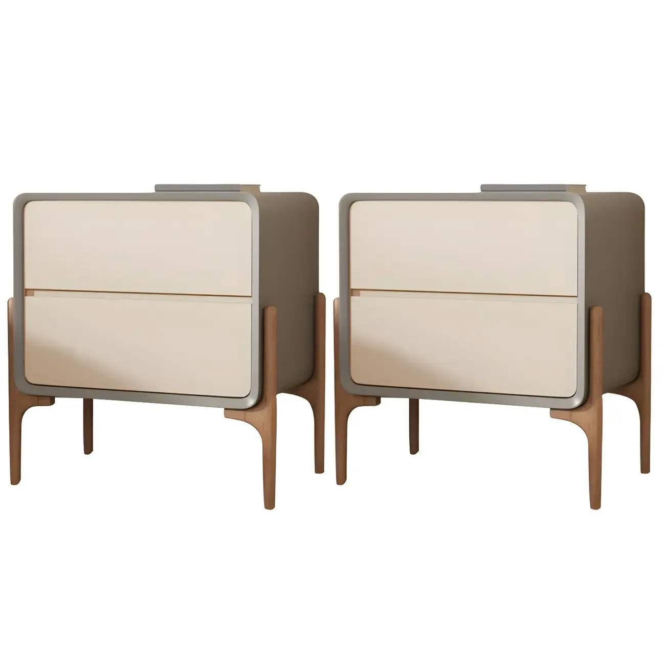 Morandi Cubic Leather Wood Small Bedside Table