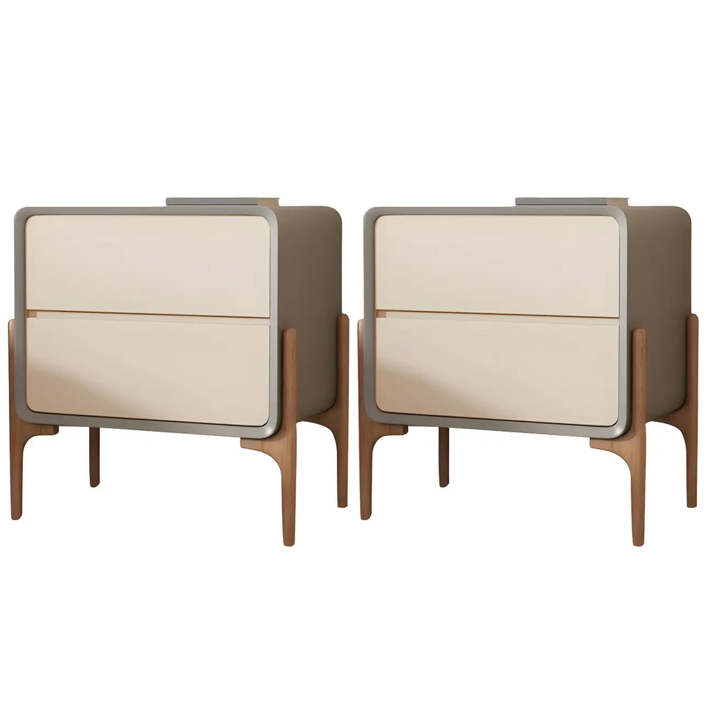 Morandi Cubic Leather Wood Small Bedside Table