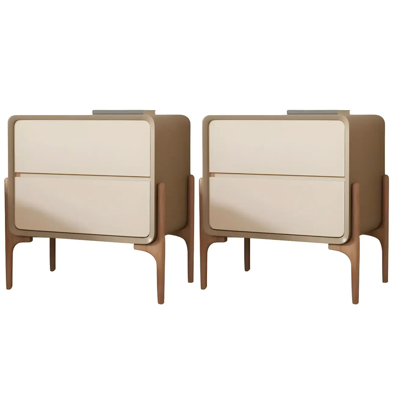 Morandi Cubic Leather Wood Small Bedside Table