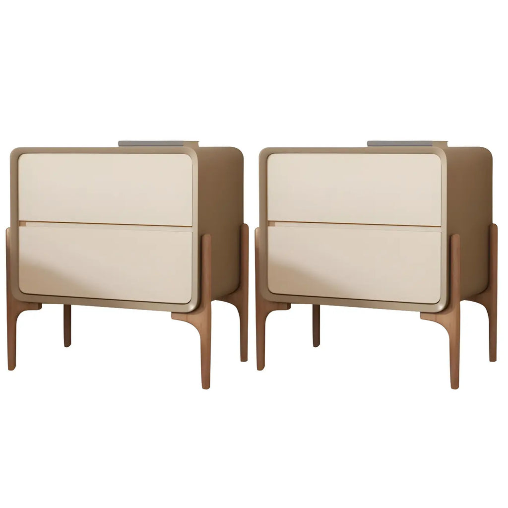 Morandi Cubic Leather Wood Small Bedside Table