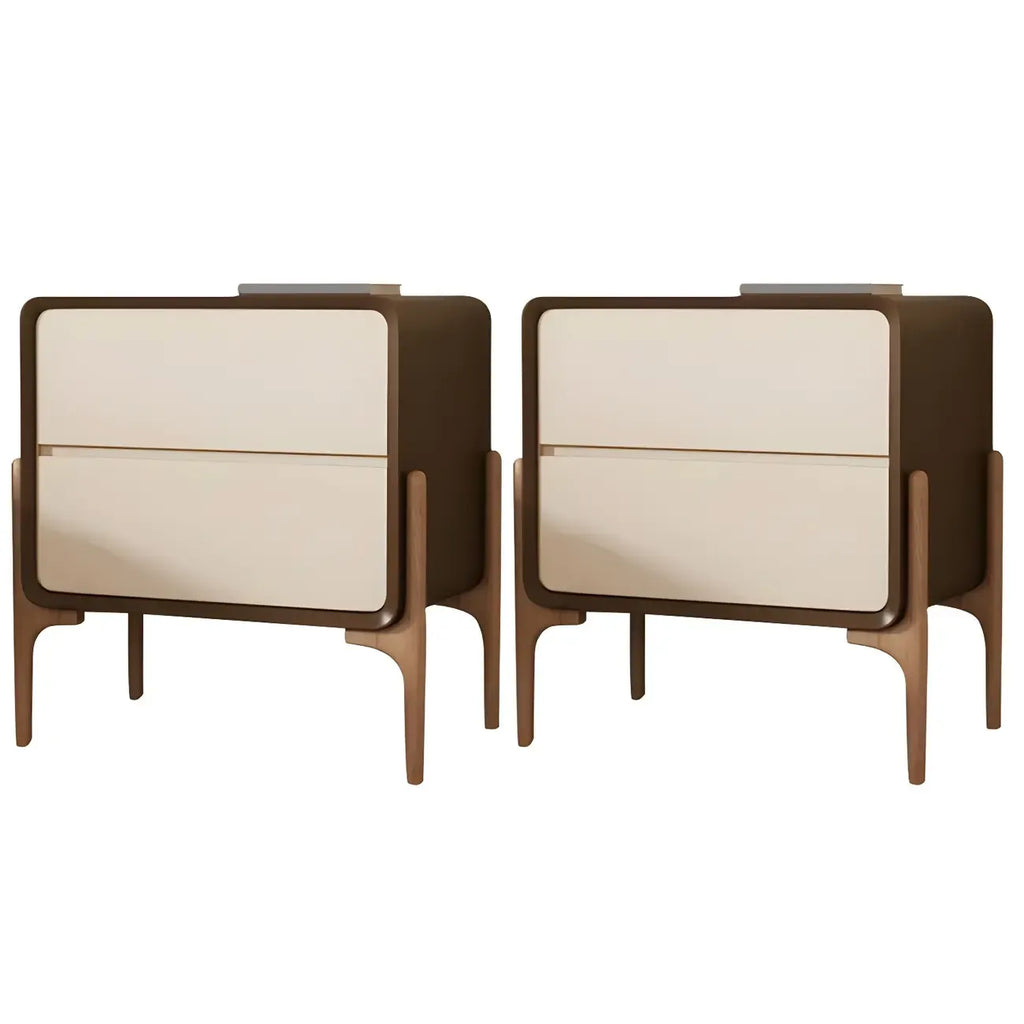 Morandi Cubic Leather Wood Small Bedside Table