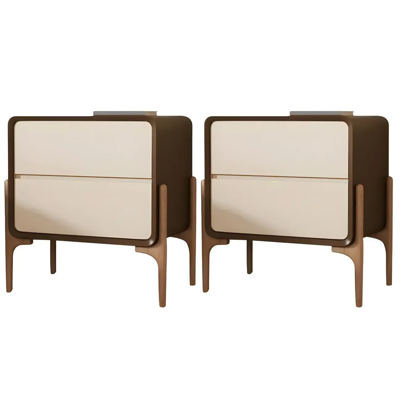 Morandi Cubic Leather Wood Small Bedside Table