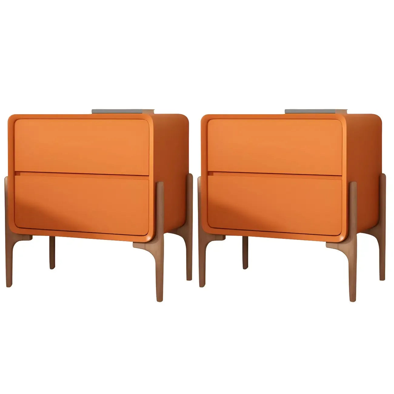 Morandi Cubic Leather Wood Small Bedside Table