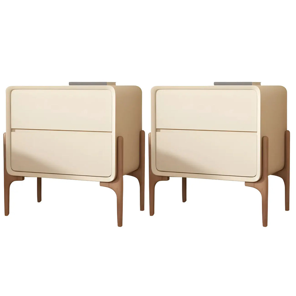 Morandi Cubic Leather Wood Small Bedside Table