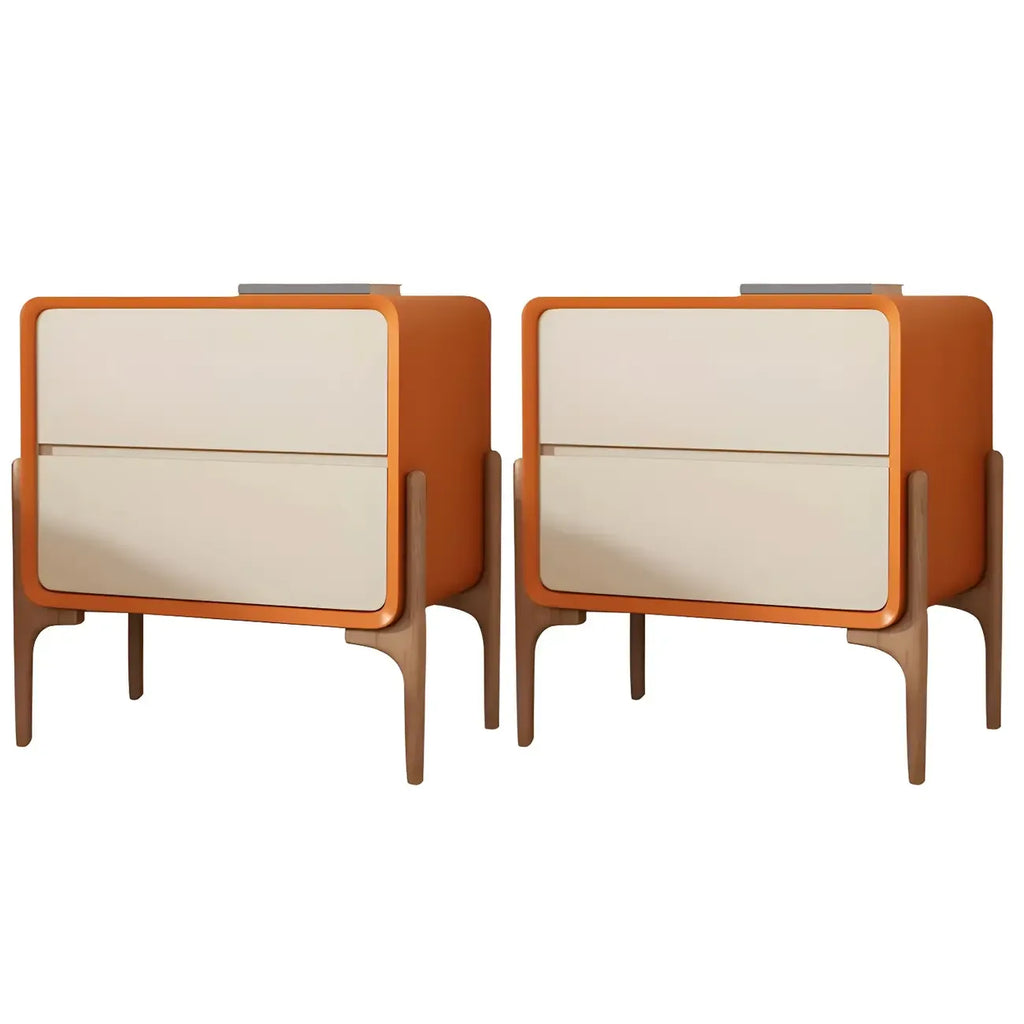 Morandi Cubic Leather Wood Small Bedside Table