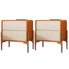 Morandi Cubic Leather Wood Small Bedside Table