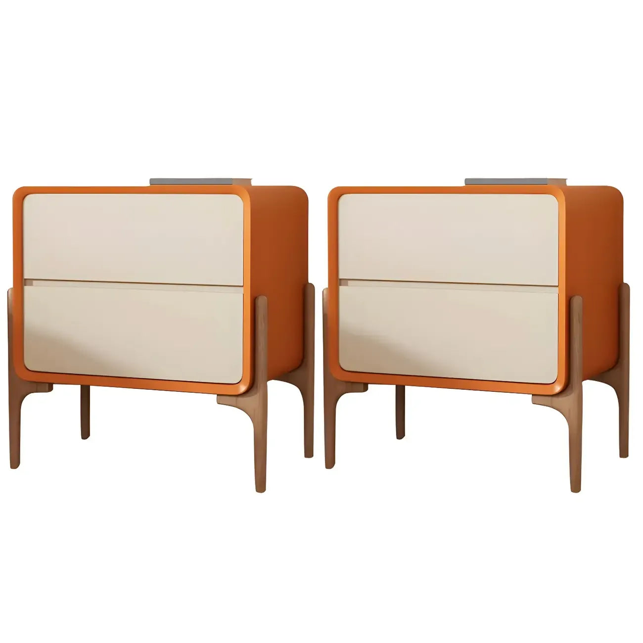 Morandi Cubic Leather Wood Small Bedside Table