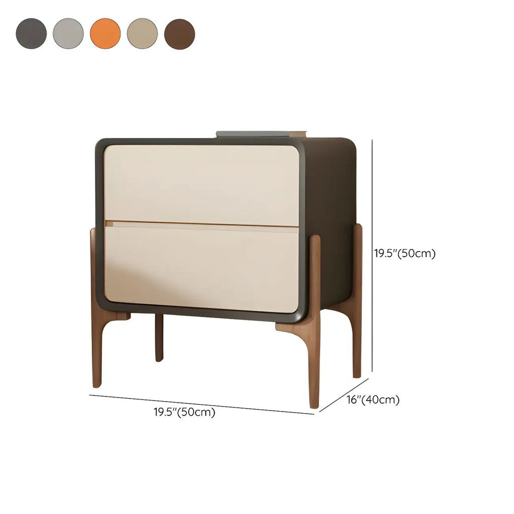 Morandi Cubic Leather Wood Small Bedside Table