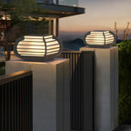Black Ribbed Metal Warm Light Outdoor Post Lights