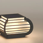 Black Ribbed Metal Warm Light Outdoor Post Lights