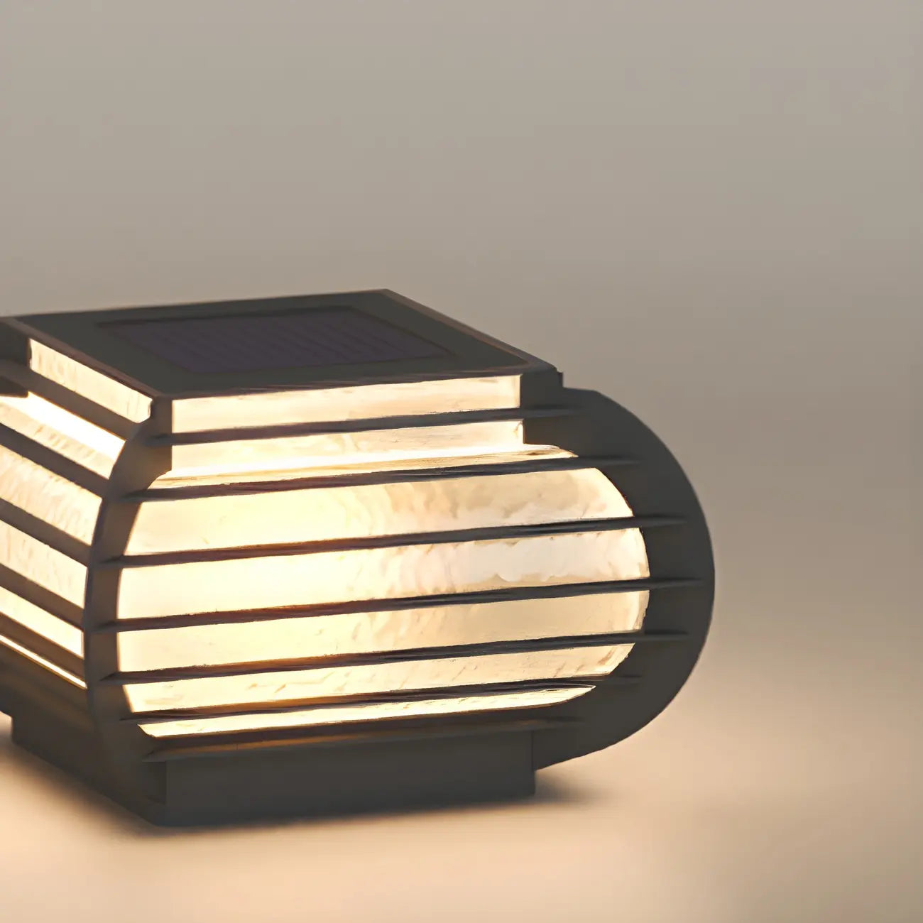 Black Ribbed Metal Warm Light Outdoor Post Lights