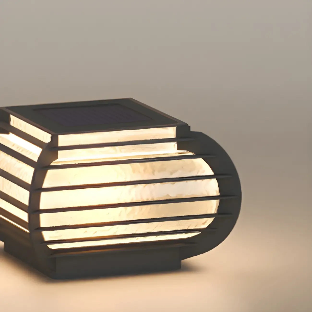 Black Ribbed Metal Warm Light Outdoor Post Lights