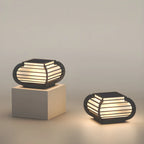 Black Ribbed Metal Warm Light Outdoor Post Lights