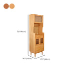 Adjustable Walnut Wood Glass Doors Dining Hutch Cabinet