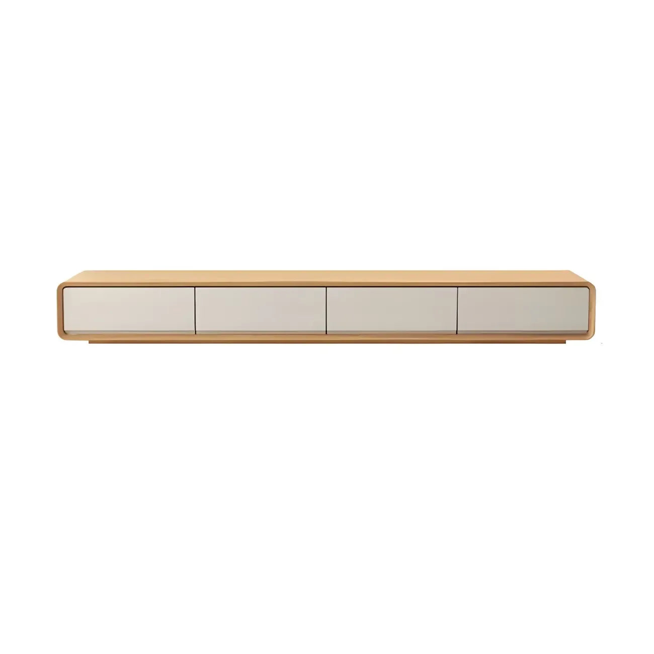 79 Natural Wood Long Floating TV Stand with Drawers