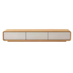 79 Natural Wood Long Floating TV Stand with Drawers