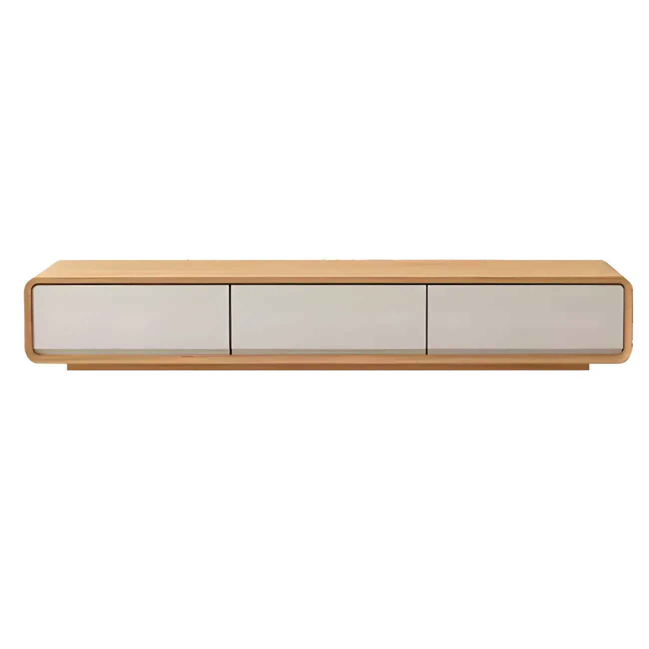 79 Natural Wood Long Floating TV Stand with Drawers