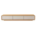 79 Natural Wood Long Floating TV Stand with Drawers