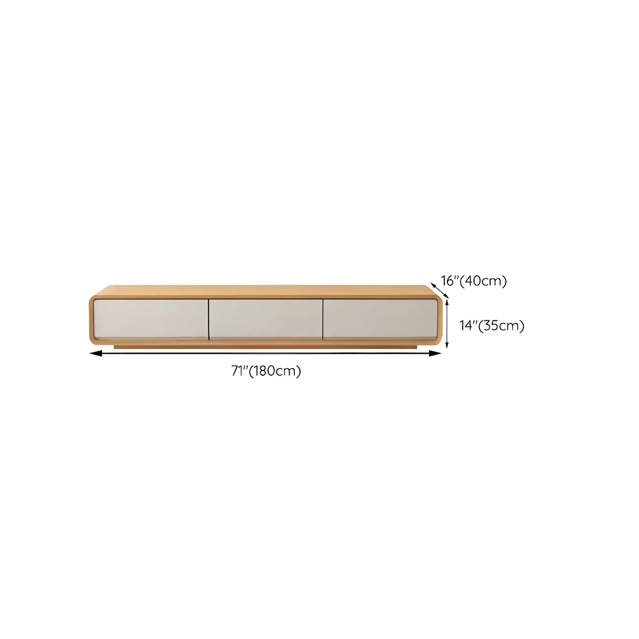 79 Natural Wood Long Floating TV Stand with Drawers