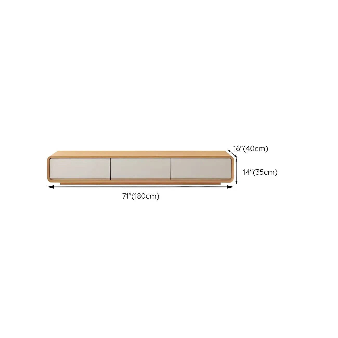 79 Natural Wood Long Floating TV Stand with Drawers