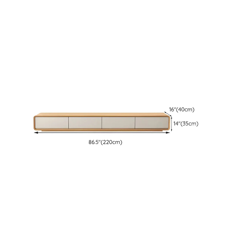 79 Natural Wood Long Floating TV Stand with Drawers