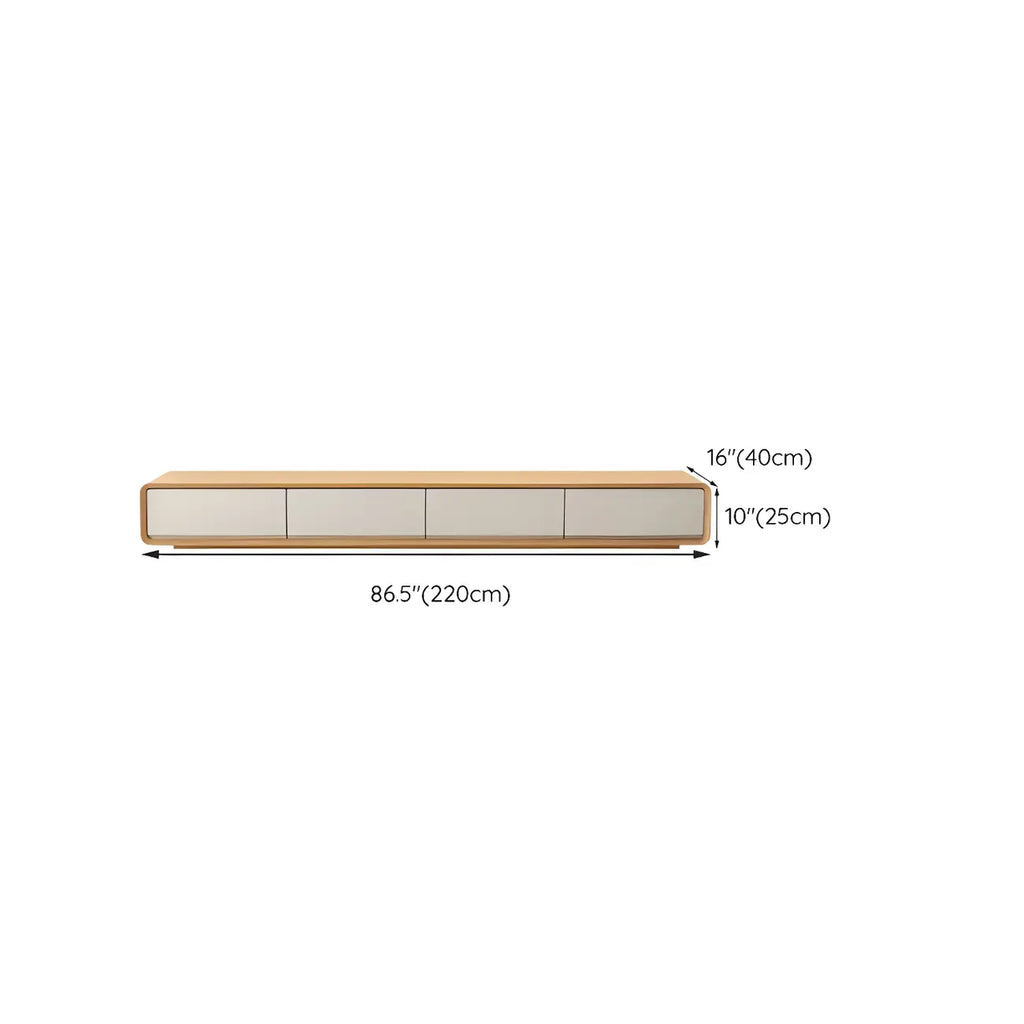 79 Natural Wood Long Floating TV Stand with Drawers