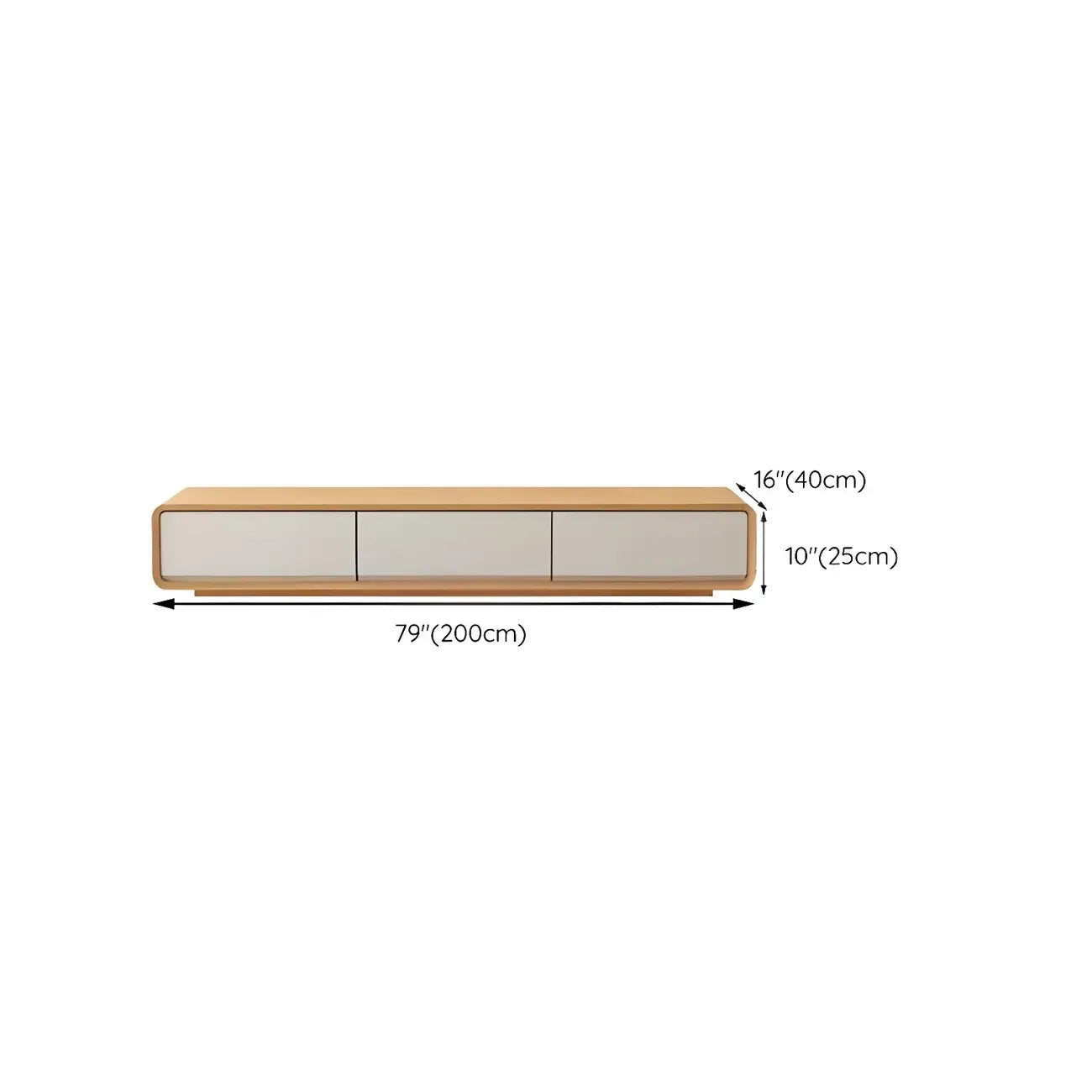 79 Natural Wood Long Floating TV Stand with Drawers
