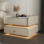 Black LED Marble Top Drawer Storage Nightstand