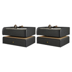 Black LED Marble Top Drawer Storage Nightstand
