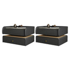 Black LED Marble Top Drawer Storage Nightstand