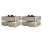 Black LED Marble Top Drawer Storage Nightstand