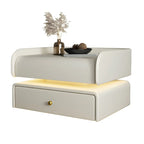 Black LED Marble Top Drawer Storage Nightstand