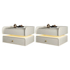 Black LED Marble Top Drawer Storage Nightstand