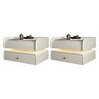 Black LED Marble Top Drawer Storage Nightstand