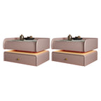 Black LED Marble Top Drawer Storage Nightstand