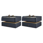Black LED Marble Top Drawer Storage Nightstand