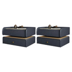 Black LED Marble Top Drawer Storage Nightstand